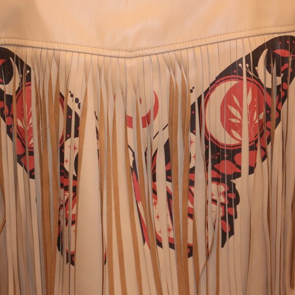 Giuliana Black Label Faux Leather Graphic Fringe Jacket - Picture 3 of 4